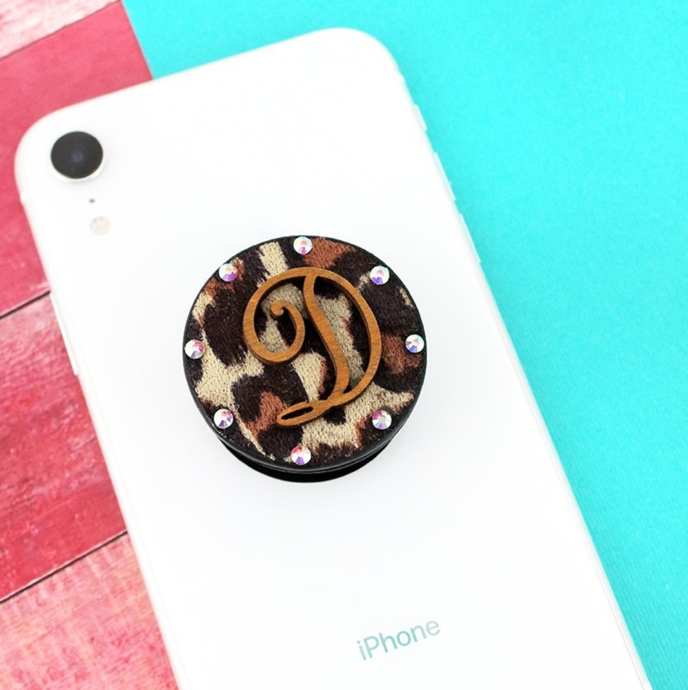 Leopard&Wood Phone Grip/Stand